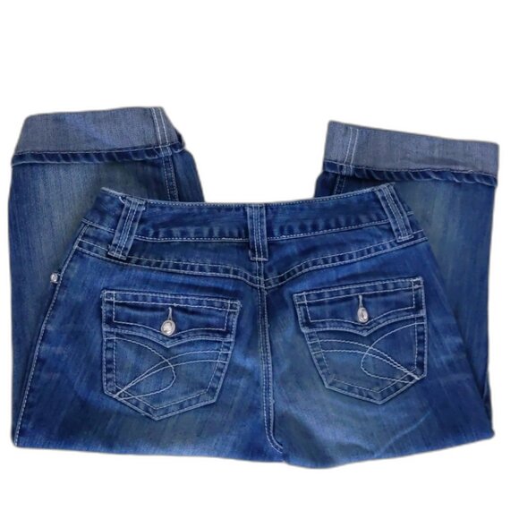 Inc Denim Denim - Women's Inc Denim Curvy Fit Blue Cropped Capri Distressed Stretch Jeans Size 2